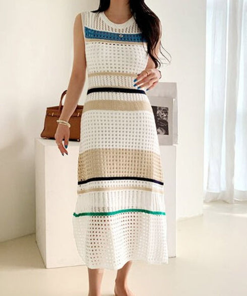 Striped Mesh Dress